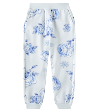 بنطلون رياضي من القطن المخلوط بطبعة ورود | Monnalisa