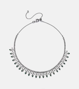 Choker Drop en or blanc 18 ct, diamants et émail | Kamyen