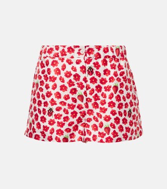 Floral printed silk twill shorts | Versace