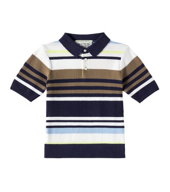 Striped waffle-knit cotton polo shirt | Scotch & Soda Kids