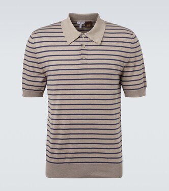 Knitted striped cotton-blend polo shirt | Loewe