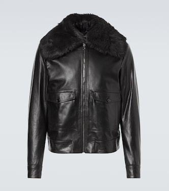 Shearling-trimmed leather jacket | Dolce&Gabbana
