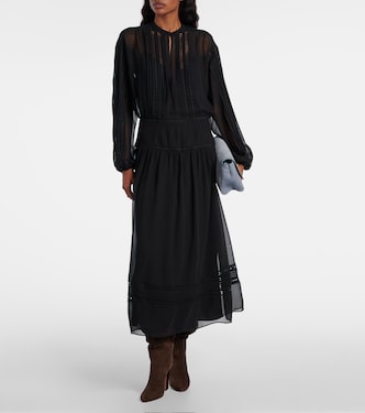 polo ralph lauren pleated georgette dress Graphic Hybrid Sweater-Pleated Dress
