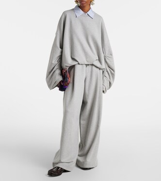 Draped cotton jersey sweatshirt in grey - Dries Van Noten | Mytheresa