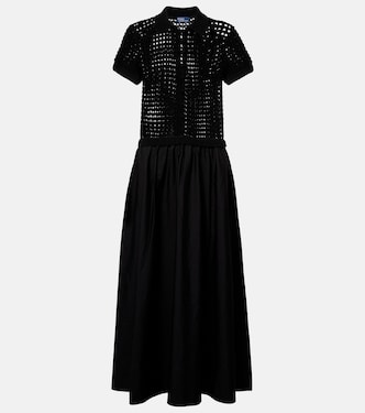 Crochet-trimmed cotton poplin midi dress | Polo Ralph Lauren