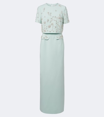 Embellished wool-blend bustier gown | Oscar de la Renta