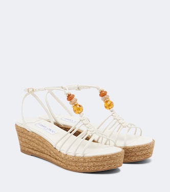 Lemi embellished leather wedge sandals | Jimmy Choo