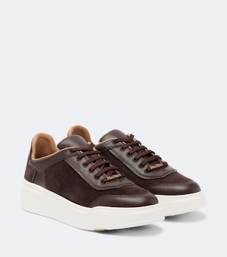 Plateau-Sneakers aus Veloursleder mit Leder | Max Mara