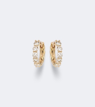 Petite Pavé 18kt gold hoop earrings with diamonds | David Yurman