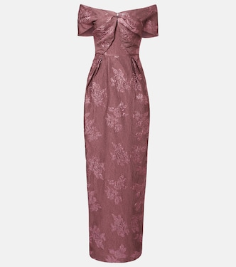 Levinia off-shoulder brocade gown | Rebecca Vallance