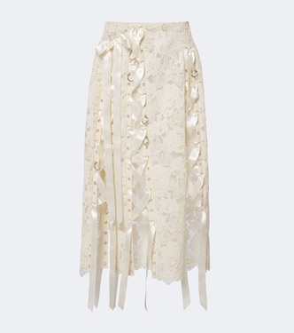 Unraveling bow-detail lace midi skirt | Simone Rocha
