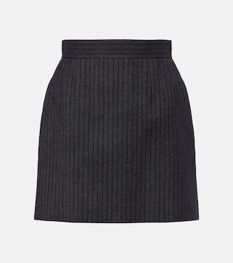 Mini-jupe en laine vierge à rayures | Versace