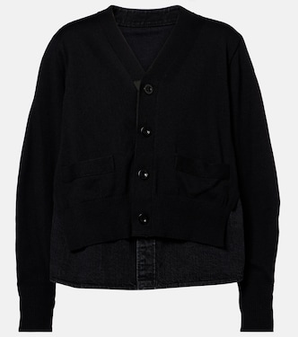 Paneled cotton-blend cardigan | Sacai