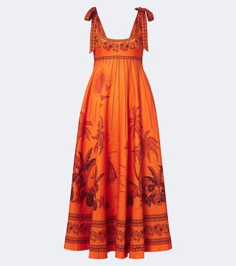 Vestido largo Boathouse de lino estampado | Alémais