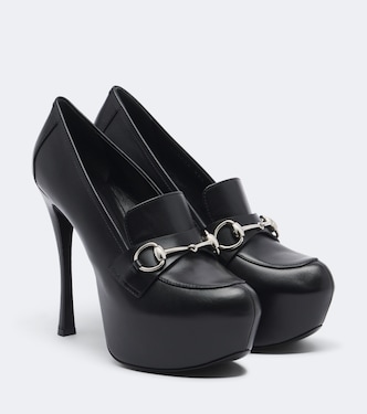 Fame Horsebit leather platform pumps | Gucci
