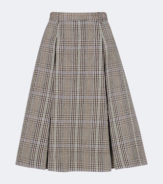 Checked pleated wool midi skirt | Acne Studios