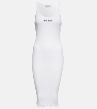 Logo cotton jersey midi dress | Miu Miu