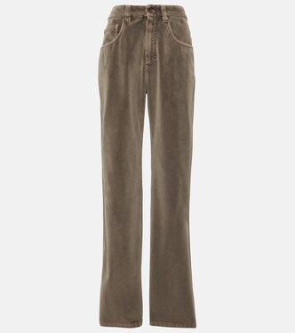 Pantalon à taille mi-haute en velours | Brunello Cucinelli