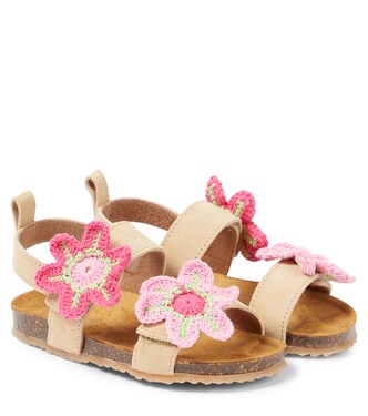 Floral-appliqué suede sandals | PèPè