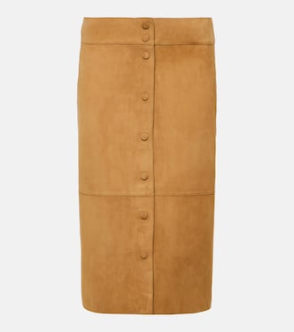 High-rise leather midi skirt | Yves Salomon