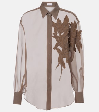 Herbarium-appliqué silk shirt | Brunello Cucinelli