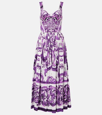 Vestido corsé largo Majolica de algodón | Dolce&Gabbana
