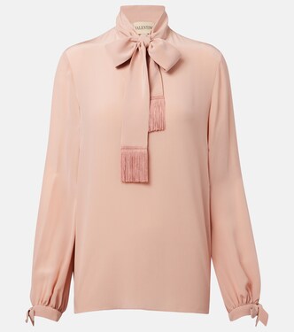Bow-detail silk crêpe blouse | Valentino