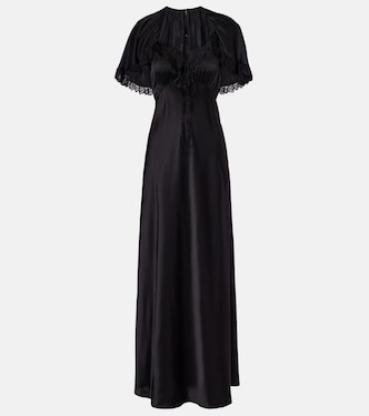 Lace-trimmed silk satin maxi dress | Chloé