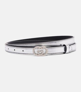 Interlocking G metallic leather belt | Gucci
