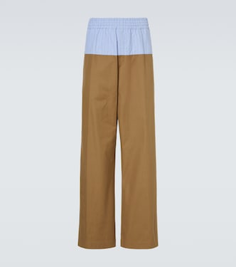 Paneled cotton twill wide-leg pants | Dries Van Noten