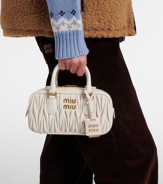 Arcadie Small leather top-handle bag in white - Miu Miu | Mytheresa
