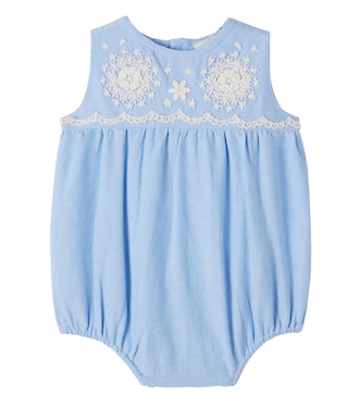 Baby embroidered cotton playsuit  | Louise Misha