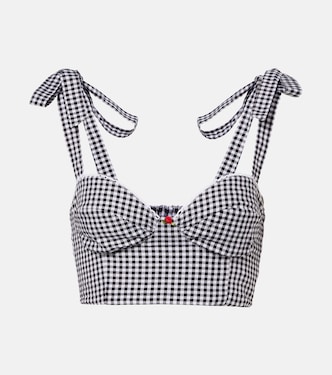 Alba gingham cotton poplin crop top | Bananhot