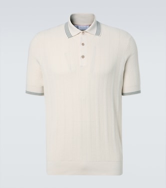 Ribbed-knit cotton polo shirt | Brunello Cucinelli
