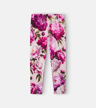 Floral cotton-blend jersey leggings | Dolce&Gabbana Kids