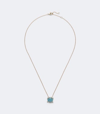 Halskette Crabe Coquillage aus 9kt Gelbgold mit Diamanten und Türkisen | Yvonne Léon