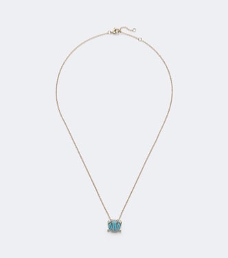 Crabe Coquillage 9kt gold pendant necklace with turquoise and diamonds | Yvonne Léon
