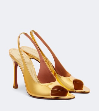 Alexa mirrored leather slingback sandals | Amina Muaddi