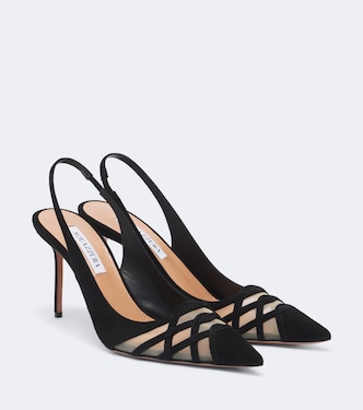 Slingback-Pumps Perfect Match aus Veloursleder | Aquazzura