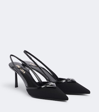 Leather-trimmed slingback pumps | Prada