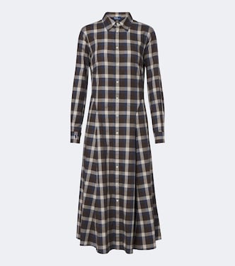 Vestido camisero de sarga de algodón a cuadros | Polo Ralph Lauren