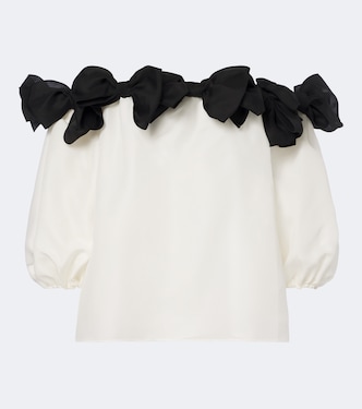 Bow-detail off-shoulder silk top | Carolina Herrera