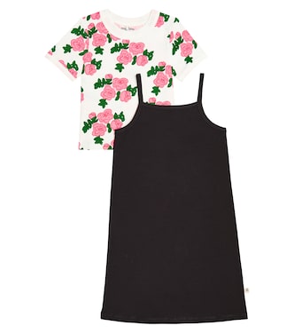 Roses cotton jersey T-shirt and dress set | Mini Rodini