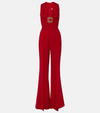 Gathered embellished cady jumpsuit | Elie Saab