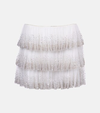 Evie beaded tiered tulle miniskirt | Clio Peppiatt
