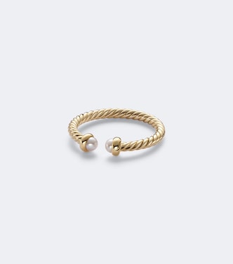 Cablespira® Flex Micro 18kt gold ring with pearls | David Yurman