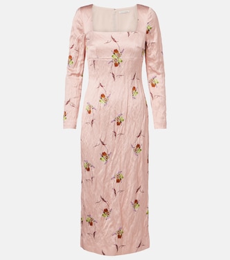 Abito midi Renne in raso con stampa floreale | Emilia Wickstead