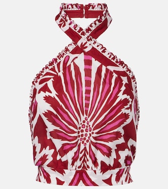 Suma floral halterneck cotton top | Poupette St Barth