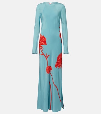 Amelie floral silk crêpe de chine maxi dress | SIR