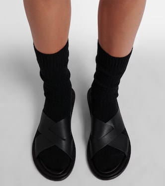 Malick Cross leather sandals in black - The Row | Mytheresa